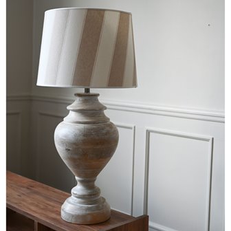 Duża lampa stołowa drewno bielone retro Braxton